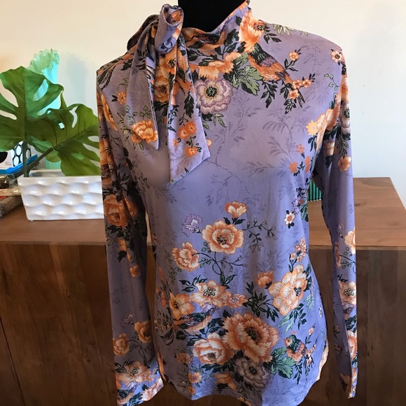 Zara Purple Flower Print Top - Picture 8 of 12